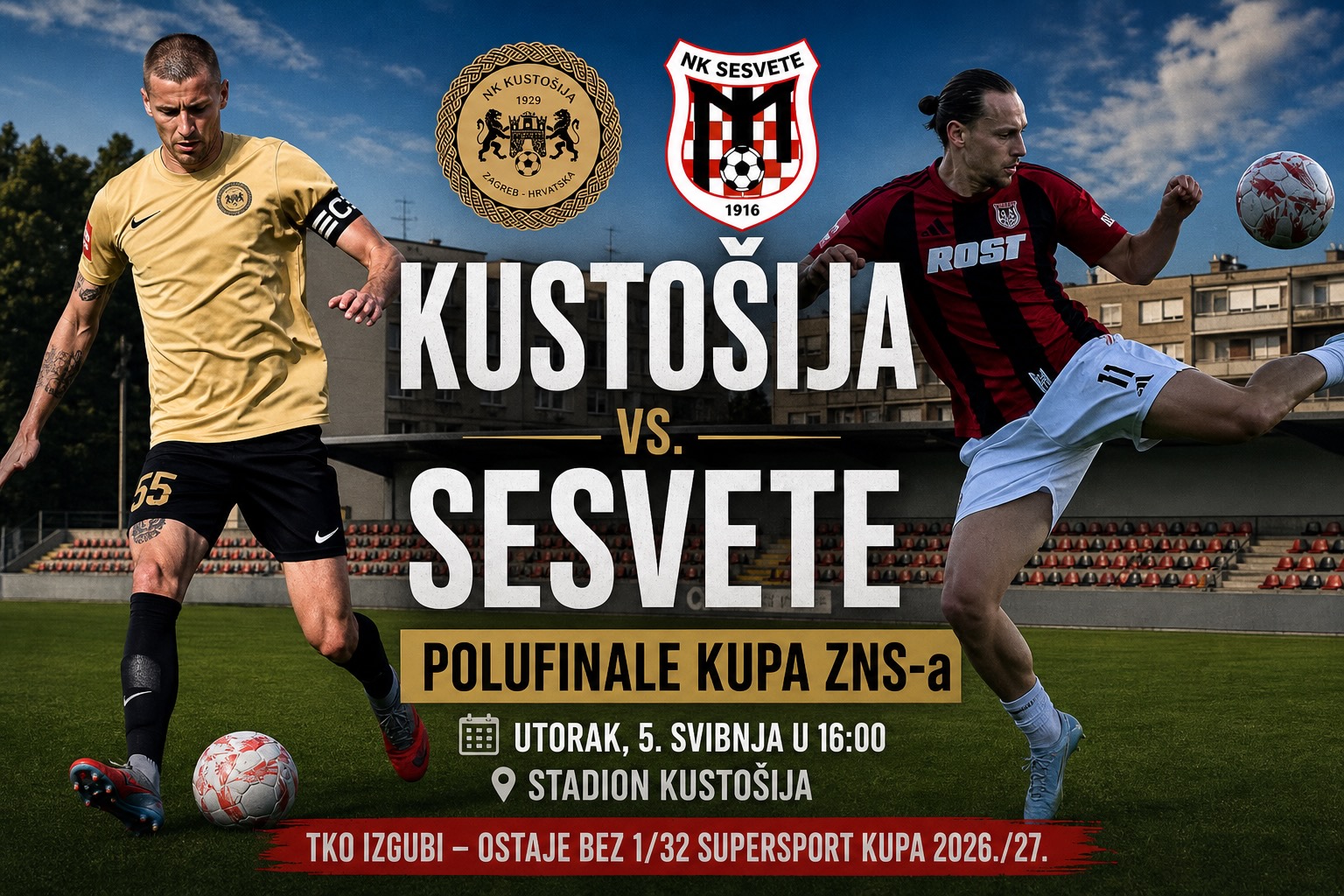 Kustošija i Sesvete uvjerljive u prvenstvenim pobjedama uoči međusobnog polufinala Kupa ZNS-a u utorak u 16 sati na stadionu u Kustošiji